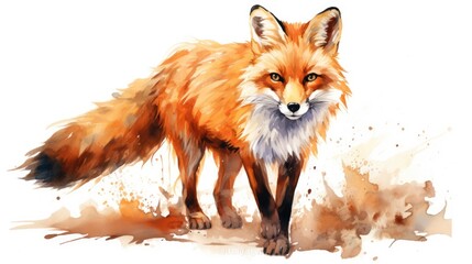 Fototapeta premium beautiful red fox in watercolors isolated on white 