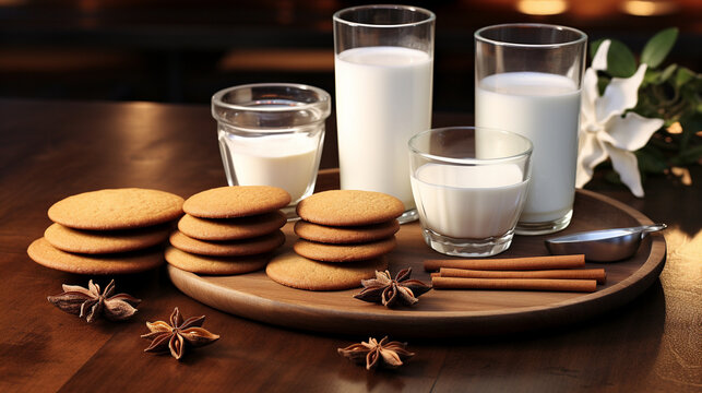cookies and milk HD 8K wallpaper Stock Photographic Image 
