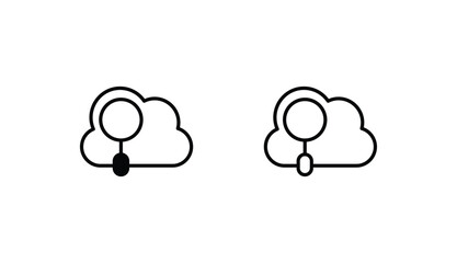 Cloud Search icon design with white background stock illustration