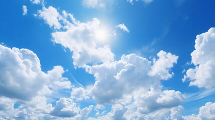晴れた空、青空と白い雲の風景