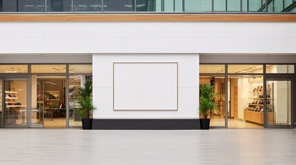 Blank wall frame in modern shopping mall