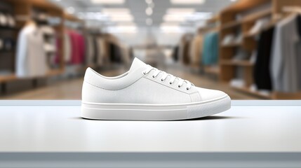 White sneaker on retail store display