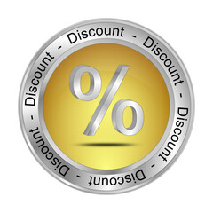 Discount button with percent symbol - 3D illustration - 687170457
