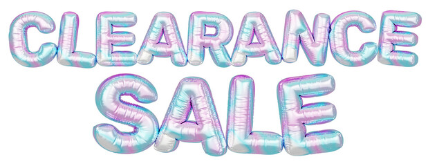 Holographic balloon 3d text. Typography. 3D illustration. Clearance Sale.