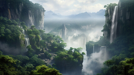 Waterfall in the Jungle. Generative Ai