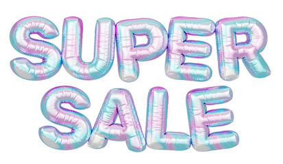Holographic balloon 3d text. Typography. 3D illustration. Super Sale.