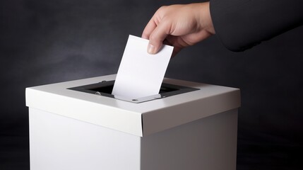 A hand dropping a ballot into a voting box, symbolizing civic engagement and the democratic process of choosing government officials at various levels, including government, municipality.