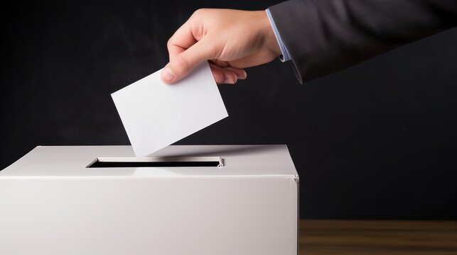 A hand dropping a ballot into a voting box, symbolizing civic engagement and the democratic process of choosing government officials at various levels, including government, municipality.