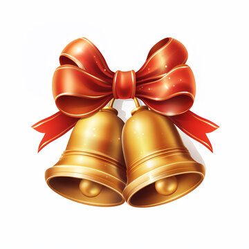 Christmas gold bell material white background