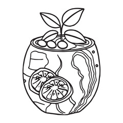 Fruits coloring pages printable drawings for kids vector Black and white color