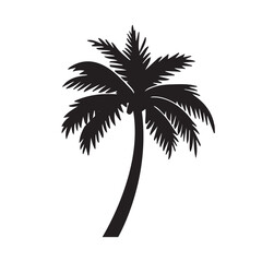 Fototapeta na wymiar Palm tree silhouette icon illustration black on white background