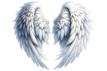 White angel wings llustration cut out transparent isolated on white background ,PNG file - obrazy, fototapety, plakaty