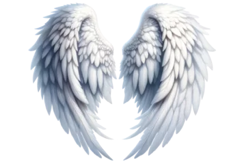Fotobehang White angel wings llustration cut out transparent isolated on white background ,PNG file © HappyTime 17