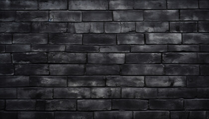 Black brick texture background. Modern black stone tile wall pattern and background. 