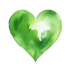 Watercolor Green Heart Illustration, Heart png, Transparent Heart Graphics, Heart without background, cute heart emoji, painted heart, watercolor texture heart png, emotion, love symbol