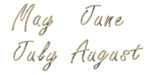 month alphabet ,rope alphabet capslock alpabet isolate, transparent rope alphabet, font transparent