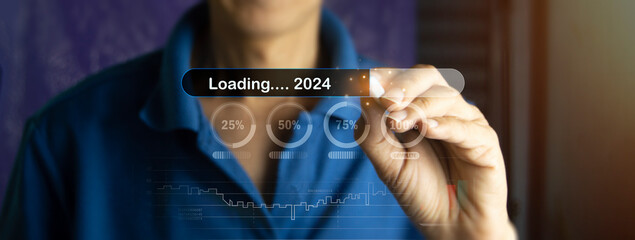 New Year 2024 Concept Modern concept of the arrival of the new year 2024 in the form of a loading...