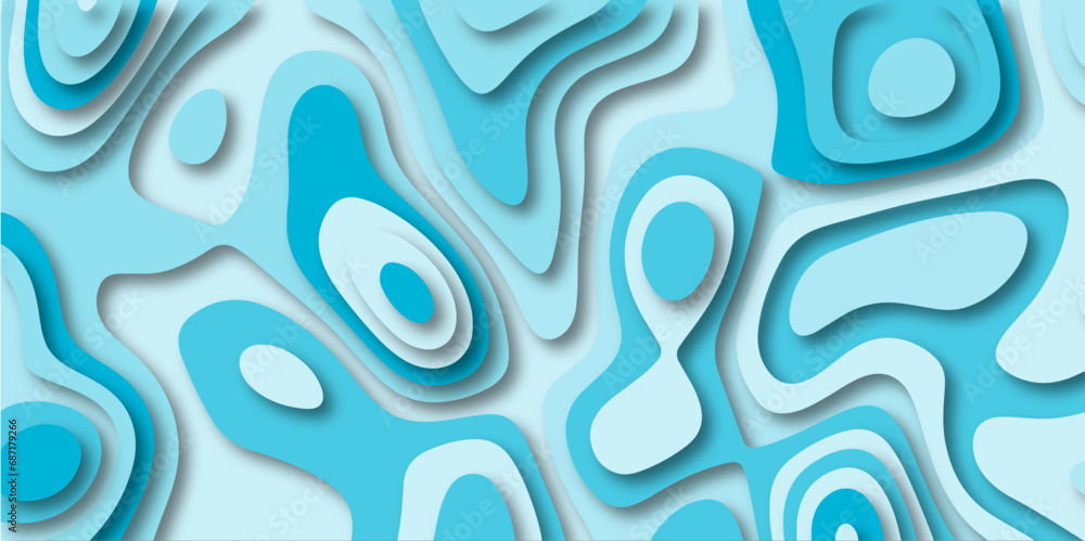 Aufkleber Abstract light blue layers Papercut style background. Abstract vector seamless pattern with shadows Beautiful abstract vector illustration. Modern background for website,business graphics design.