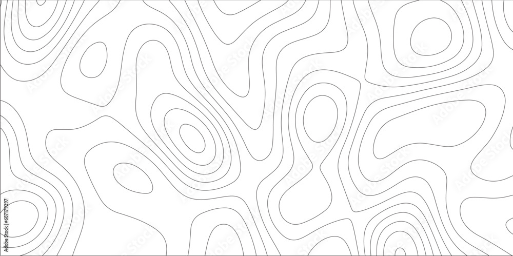 Fototapete Ocean topographic line map with curvy wave isolines vector illustration. Abstract topographic contours map background, Vector contour topographic map. Cartography texture abstract banner use..