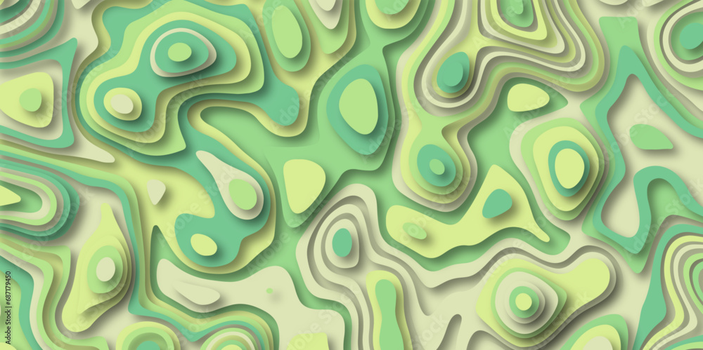 Aufkleber Abstract light green layers Papercut style background. Abstract vector seamless pattern with shadows Beautiful abstract vector illustration. Modern background for website,business graphics design.