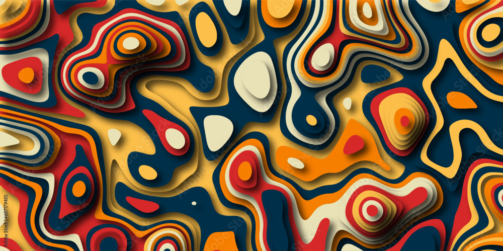 Poster Abstract colorful paper cut background design .Abstract vector seamless pattern with shadows Trendy multicolor contemporary design for prints,flyers,banners,brochures,invitations,covers.