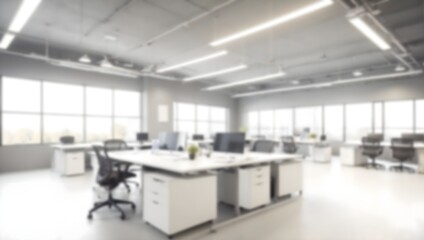 Blurred empty open space office. Abstract light bokeh at office interior background for design.
