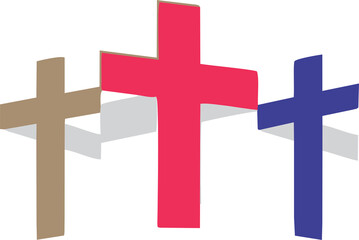 Crosses and faith religion icon on transparent background. Lenten season Christian symbol. Sacrament biblical church cross. Catholic design, Religion sign template illustration for Semana Santa.