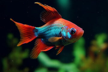 Close-up of beautiful exotic colorful small fish