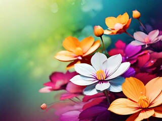 Beautiful Flower With Blur Background, Sunny,Colourful, Different Colour, nature,Flower,Generative Ai
