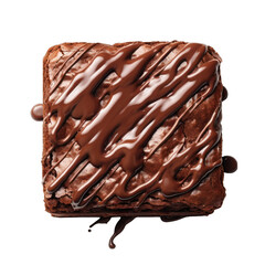 Chocolate Brownie from Top View Isolated on Transparent or White Background, PNG