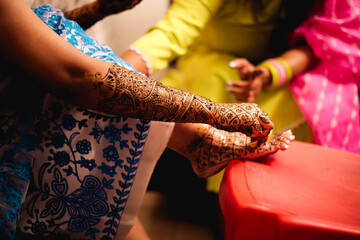 Indian Wedding Mehndi art on hand
