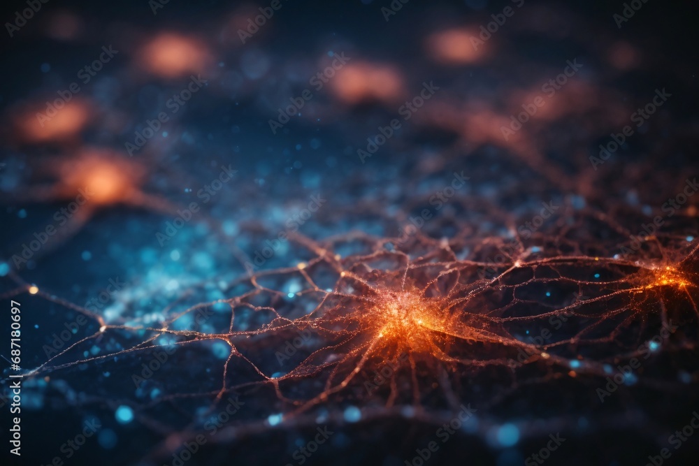 Wall mural a neuron net inside of brain, shimmering with a vibrant rainbow of colors