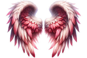 Pink Cupid wings llustration cut out transparent isolated on white background ,PNG file