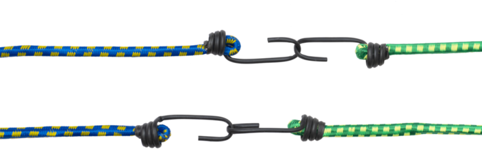 Blue and Green Bungee Straps With Steel Hooks for a wide variety of applications	