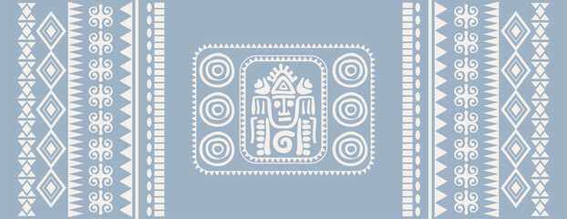 Rectangular Navajo ornament design. American Indian ornament, boho style. Vector. Design for towel, scarf, mat, yoga mat, scarf, banner - obrazy, fototapety, plakaty