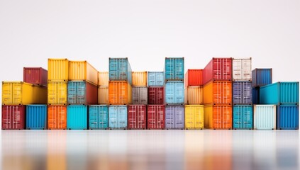 Obraz premium Large Group of Colorful Shipping Containers, a Vibrant Display of Industrial Freight Storage in Urban Setting