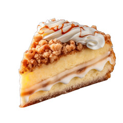 Top View of Apple Streusel Cake Isolated on Transparent or White Background, PNG