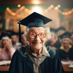 a student elderly in classroom
