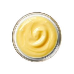 Top View of a Bowl of Custard Isolated on Transparent or White Background, PNG