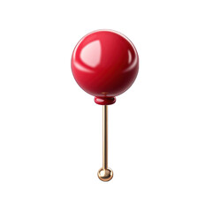 Red Push Pin Isolated on Transparent or White Background, PNG