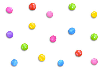 Smarties Chocolate Drops in Different Colors Scattered on The Background