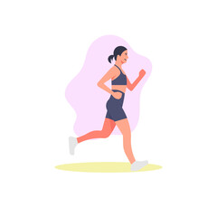 Obraz na płótnie Canvas A running woman simple flat design vector illustration.