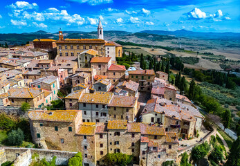 Fototapeta na wymiar Aerial view of Pienza, Tuscany, Italy
