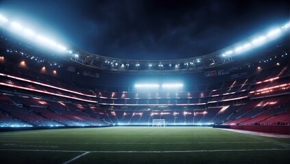 Fototapeta na wymiar Full night football arena in lights