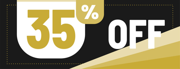 35 percent off black and gold price banner