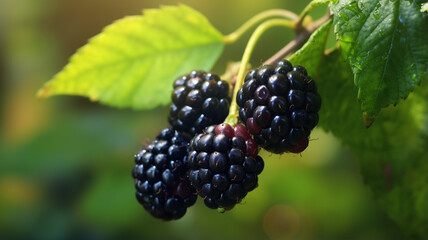 Berry background. Close up of ripe blackberry.