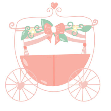 Pink carriage for kid, baby shower