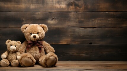 Teddy Bear Sit On Wooden Background, Background Image, Desktop Wallpaper Backgrounds, HD