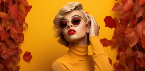 A woman in a yellow dress and red lipstick - Powered by Adobe