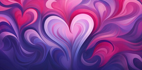 A heart shaped painting on a purple background